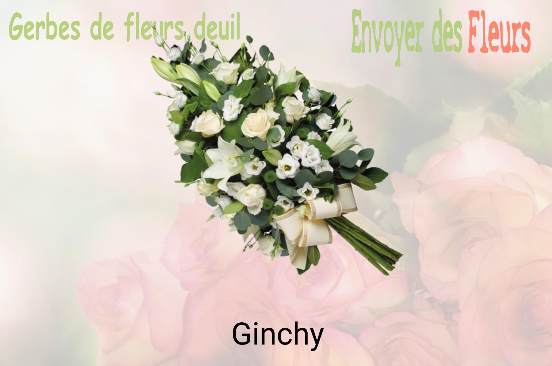 Gerbe de fleurs de deuil livrée à Ginchy